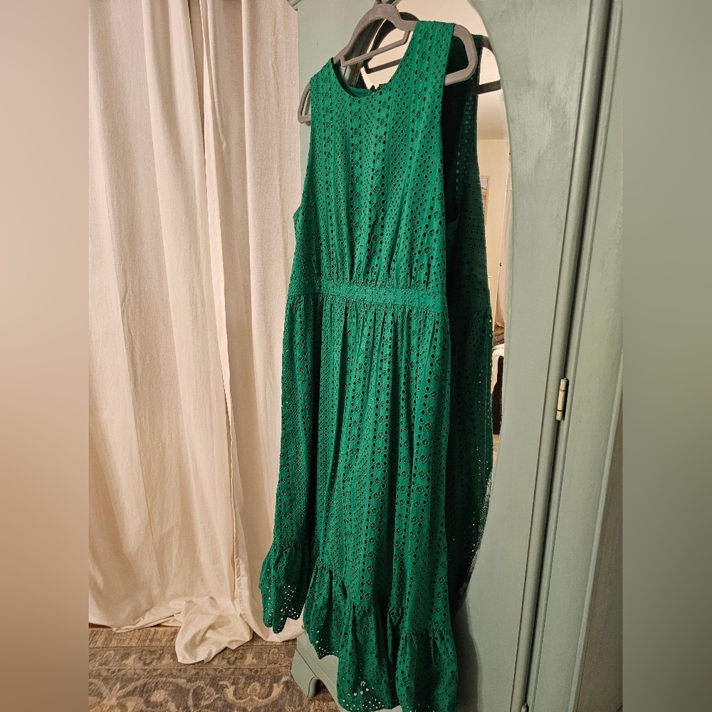 Green Eyelet J Crew Dress
